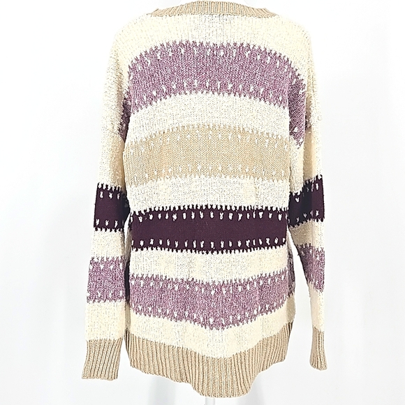 Staccato Womens Crew Neck Striped Purple & Beige Pullover Knit Sweater szS NWT - Picture 5 of 9